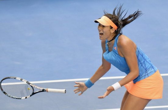 Garbiñe Muguruza folle de joie après sa victoire sur Wozniacki à Melbourne. Source: EFE
